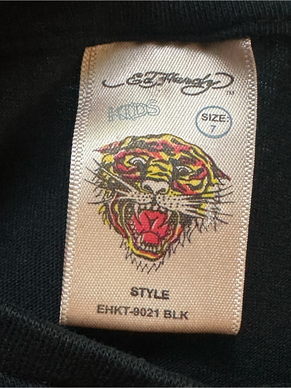 Ed Hardy Black Kids Tee with Multicolor Tiger Head Size 7 - Picture 3 of 7